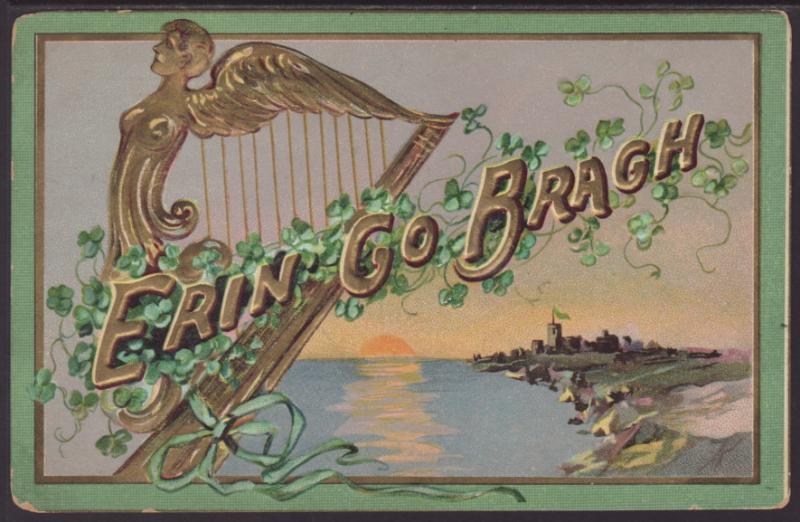 Erin Go Bragh,Harp,Scene Postcard