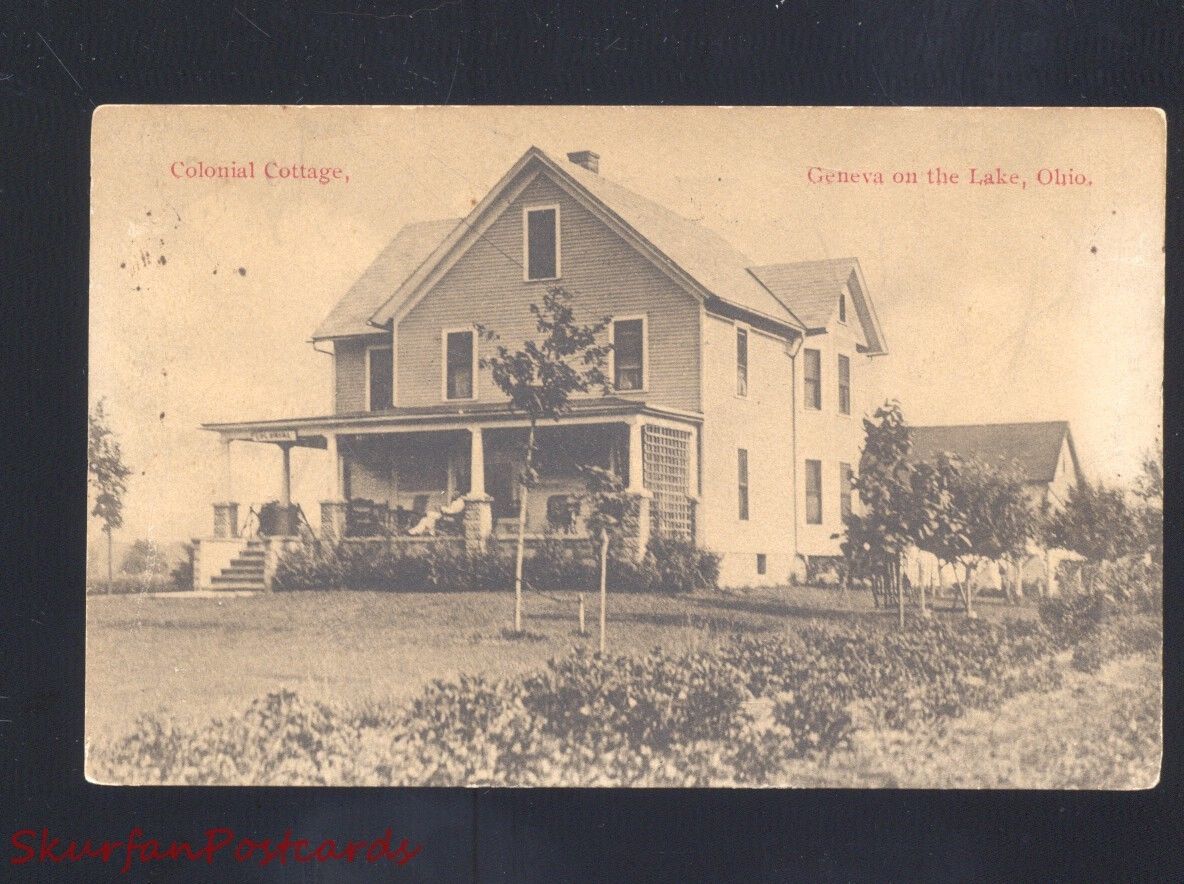 Geneva On The Lake Ohio Colonial Cottage Antique Vintage Postcard