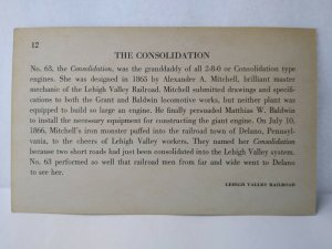Consolidation Vintage Railroad Card Locomotive Train #12 Lehigh Valley Railway 