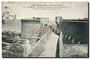 Saint Malo Old Postcard Walk the ramparts tower Bidouane