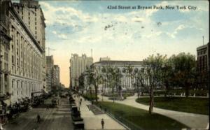 NEW YORK CITY Bryant Park Trolleys c1910 Postcard