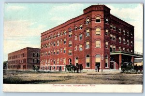 Independence Kansas Postcard Carl-Leon Hotel Building Horse Carriage 1909 Posted