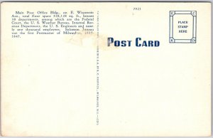 Milwaukee Wisconsin WI, Post Office Building,  Street Corner, Vintage Postcard