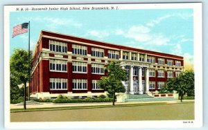 NEW BRUNSWICK, New Jersey NJ ~ ROOSEVELT JUNIOR HIGH School c1940s  Postcard