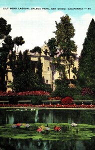 VINTAGE POSTCARD THE LILY POND LAGOON AT BALBOA PARK SAN DIEGO CALIFORNIA