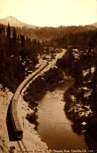 C 1910 Sacramento River & Mt. Shasta, From Castella, Cal Postcard F98