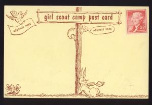 Girl Scout Camp Postcard, 'Never A Dull Moment, Two-Cent Stamp, 1950's?