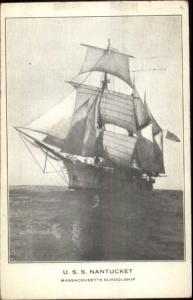 Massachusetts School Ship USS Nantucket c1910 Used Postcard
