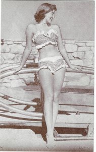 Pin Up  Woman in Bathing Suit Arcade Card Made in USA