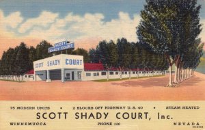 Linen Postcard Scott Shady Court in Winnemucca, Nevada~124611