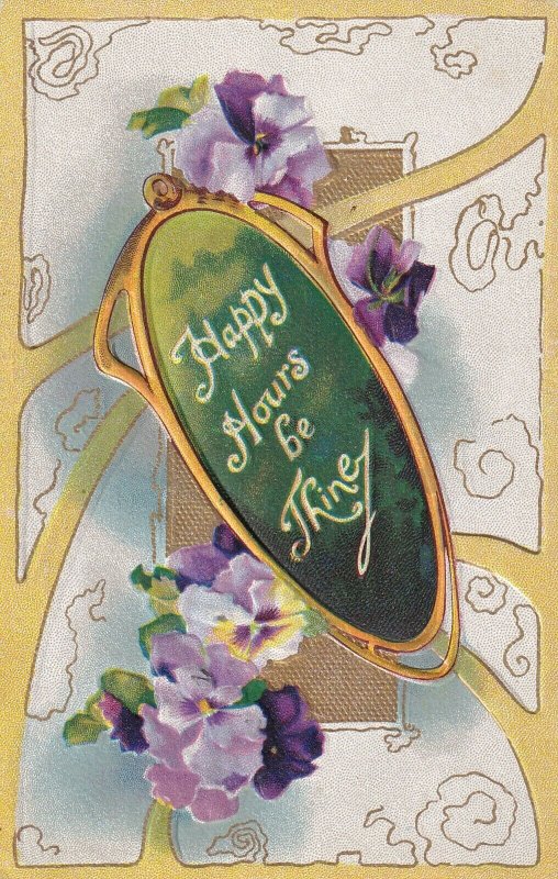 Happy Hours be Thine Pansies, Gold Detail, PU-1911