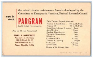1953 Pargran Squibb Capsules Hall & Sothoron Washington DC Postal Card