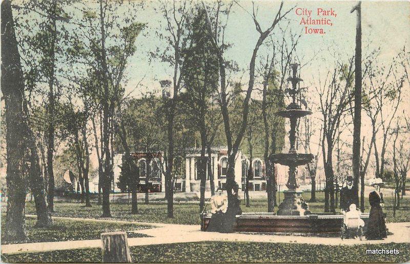 1909 ATLANTIC IOWA City Park Hand Colored Simon postcard 5051