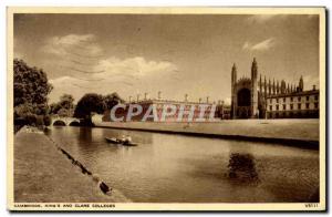 Postcard Old Cambridge King & # 39s And Clare Colleges
