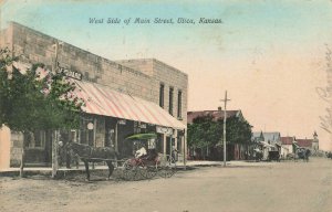 Utica KS West Side of Main Street Hardware Store Horse & Wagon Postcard