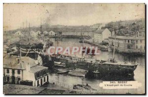 Postcard Old Brest harbor boat Before War