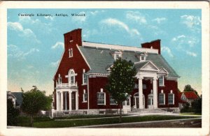 Antigo, WI Wisconsin  CARNEGIE LIBRARY  Langlade County  ca1920's  Postcard