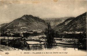 CPA DIGNE Vue générale et la Barre des Dourbes sous la neige (683554)