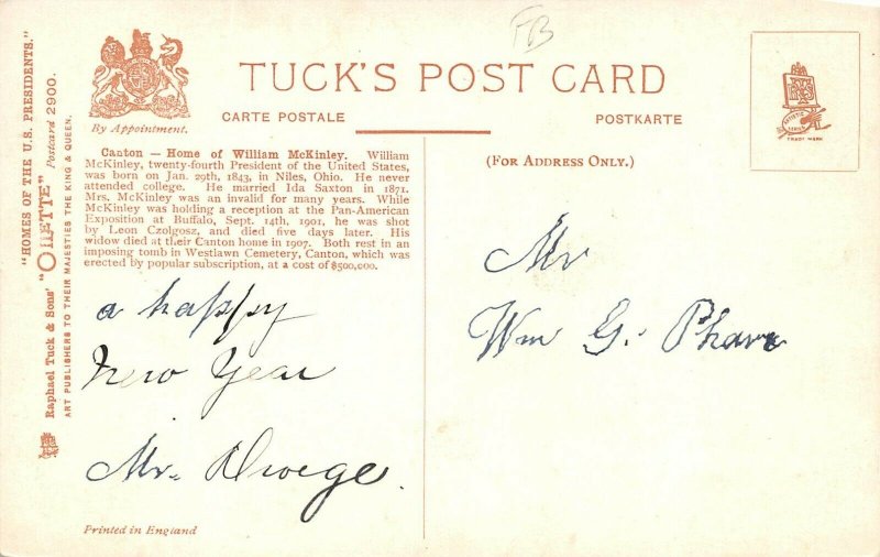 LP73   Canton Ohio McKinley Home                 Postcard
