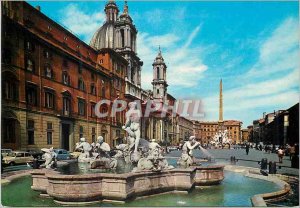 Postcard Modern Rome Navona square