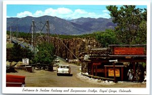 Postcard - Entrance to Incline Railway and Suspension Bridge, Royal Gorge - CO
