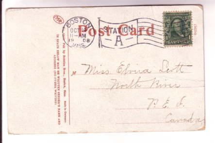 Cambridge, Longfellows Home, Massachusetts, Used 1908 Flag Cancel