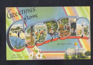 GREETINGS FROM GEORGIA VINTAGE LARGE LETTER LINEN POSTCARD