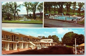 1950's Spring Fountain Motel Bucksport Maine Motel Rooms Swimming Pool Postcard