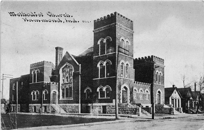 Indiana In Postcard HAMMOND 1910 METHODIST CHURCH Building