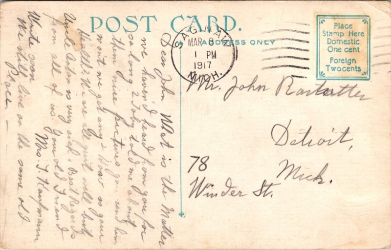 Postcard Masonic Temple in Saginaw, Michigan