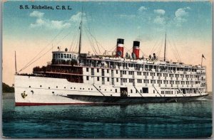 Vintage CANADA STEAMSHIP LINES Ship Postcard S.S. Richelieu, C.S.L. Unused