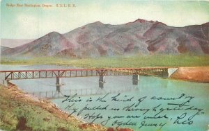 Oregon Huntington Bridge OSL Railroad Gray News Postcard 22-6248