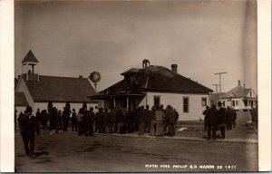 Real Photo Postcard Fifth Fire March 22, 1911 in Philip, South Dakota