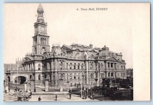 Sydnew N.S.W. Australia Postcard View of Town Hall c1910 Antique Unposted