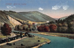L010 Germany Saalfeld Blick ins Saalial river vintage postcard