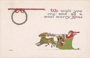Santa Claus With Reindeer &amp  Sleigh 1913