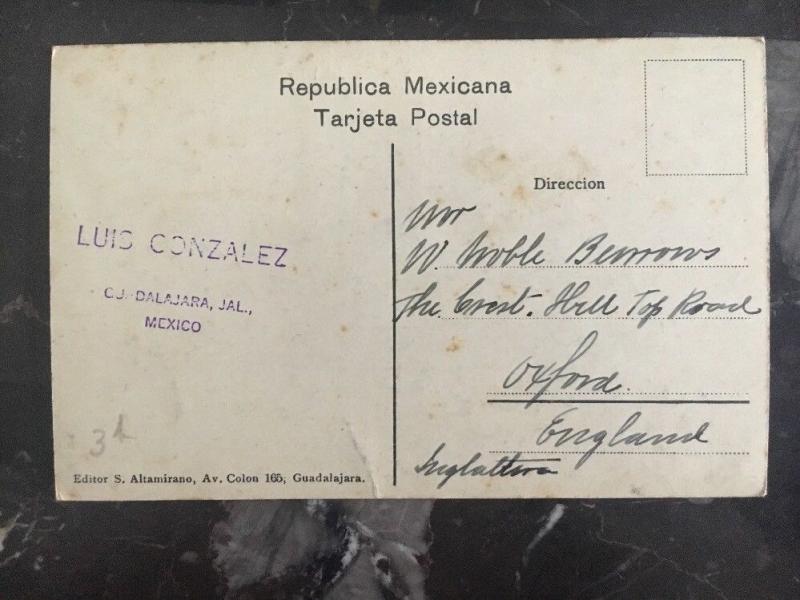 1927 Guadalajara Mexico Picture Postcard #14 Reforma Colony To Oxford England 