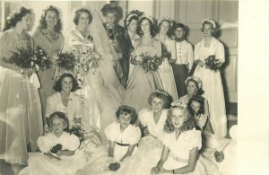 Vintage brides vintage royal wedding group photo postcard to identify bridemaids 