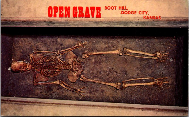 Boot Hill Dodge City KS Open Grave skeleton unknown early day settler tomb 