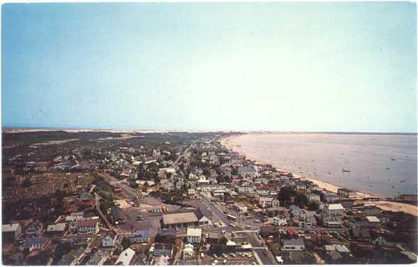 Provincetown Massachusetts from top of Pilgrim Monument, Cape Cod, MA, Chrome