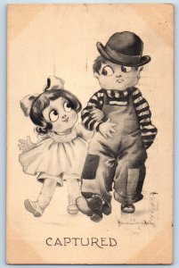 1913 Children Captured Boy With Hat Oakland Maryland MD Gibson Antique Postcard