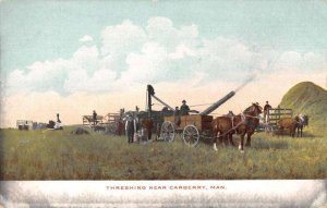 Carberry Manitoba Canada Threashing Machine Farming Vintage Postcard AA27871