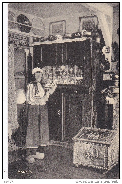 MARKEN, Noord-Holland, Netherlands, 1900-1910's; Woman Near Her Porcelain