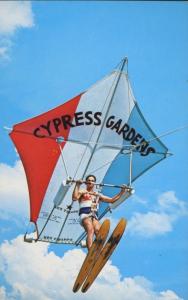 Cypress Gardens FL Florida Flying Kite Man Vintage Postcard D2