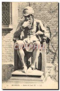 Old Postcard Bourges Statue of Louis XI