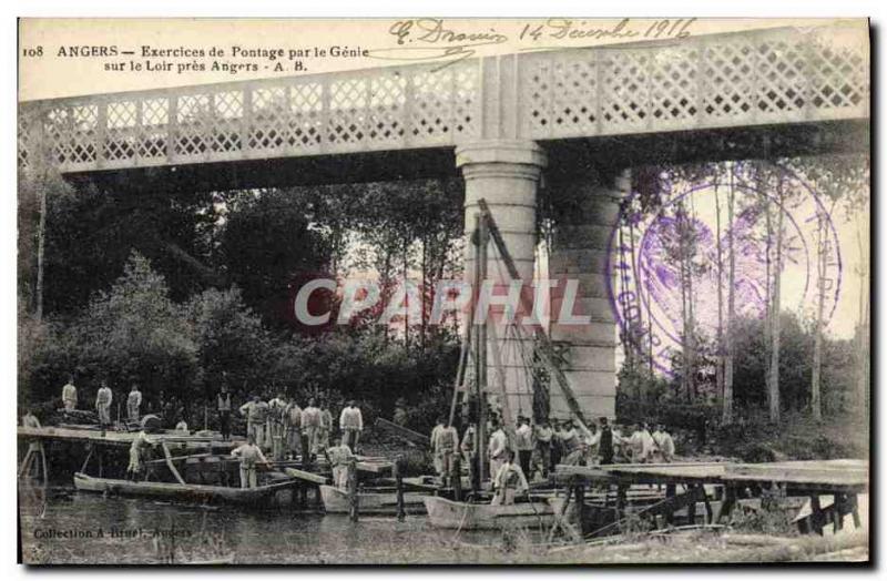 Old Postcard Militaria Angers bypass on by the Genie of the Loir near Angers
