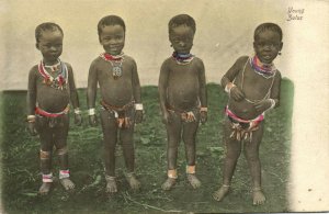 PC CPA SOUTH AFRICA, YOUNG ZULUS, VINTAGE POSTCARD (b15770)