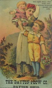 1870's-80's The Dayton Plow Co Poem Mother Baby & Son Forest Scene P51