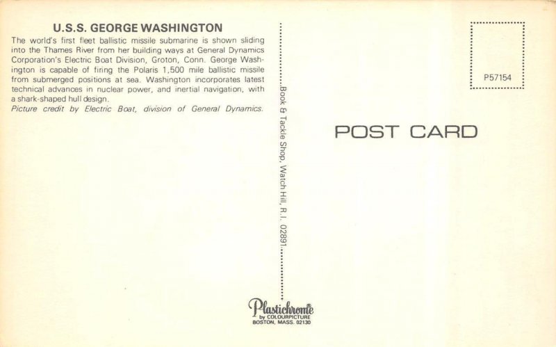 Groton CT Connecticut USS GEORGE WASHINGTON Ballistic Missile Submarine Postcard