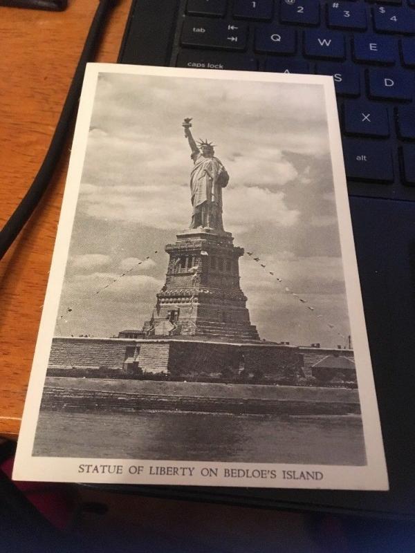 40s East and West Publishing Co. postcard , Statue of Liberty on Bedloes Island 